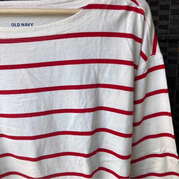Old Navy Nautical White and Red Striped 100% Cotton Shirt Top Sz Large Tall - Picture 6 of 15